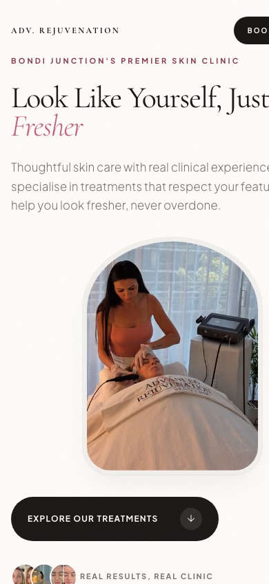 Advanced Rejuvenation homepage on a phone